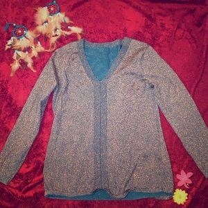 Vintage Gold Glitter Blue Sweater
